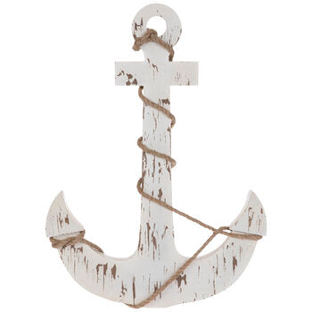 Distressed White Wood Wall Anchor