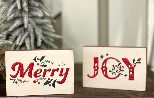 Holly Berry Shelf Sitter Merry and Joy Assorted