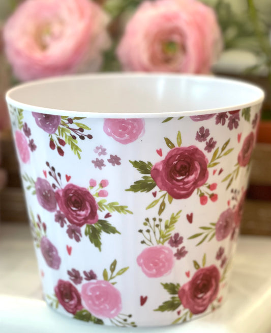 Pink and Burgundy Floral Melamine Pot Cover
