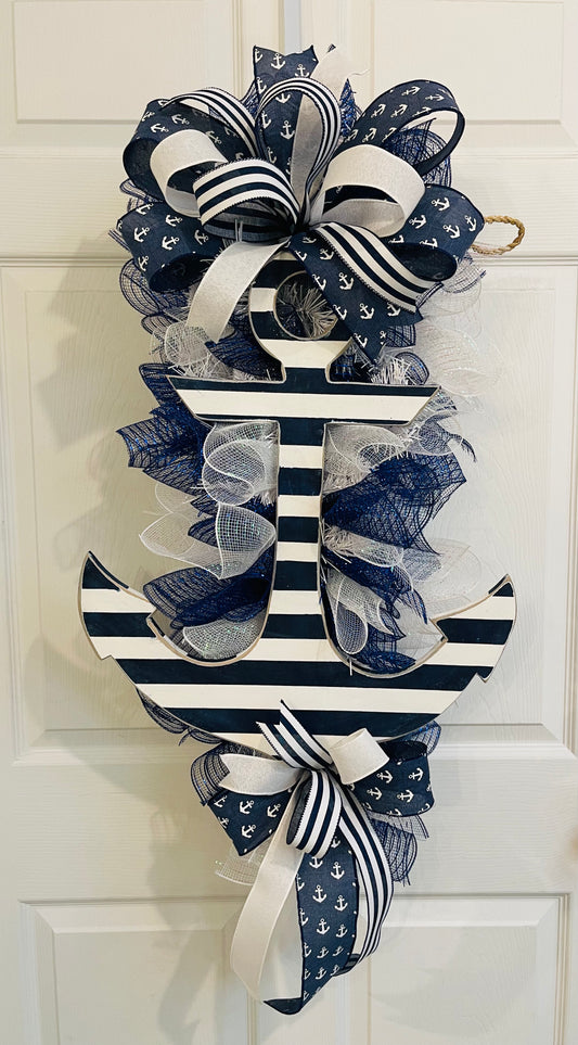 Anchor Swag Wreath for Front Door - Nautical Swag