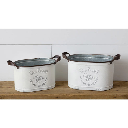 Embossed Container Set - Bee Happy, Oval