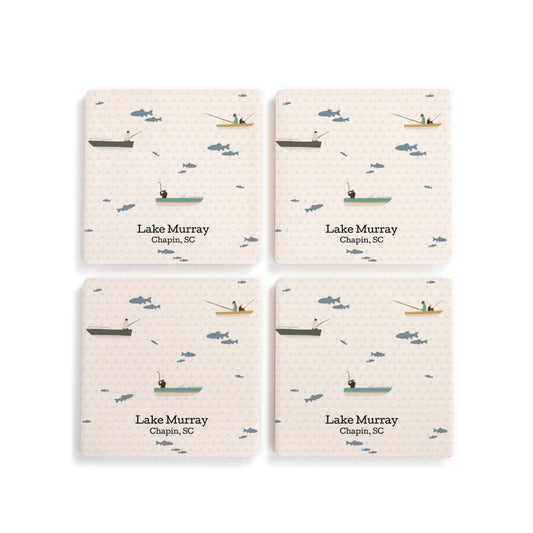 Lake Murray Fishing Coasters - Set Of 4