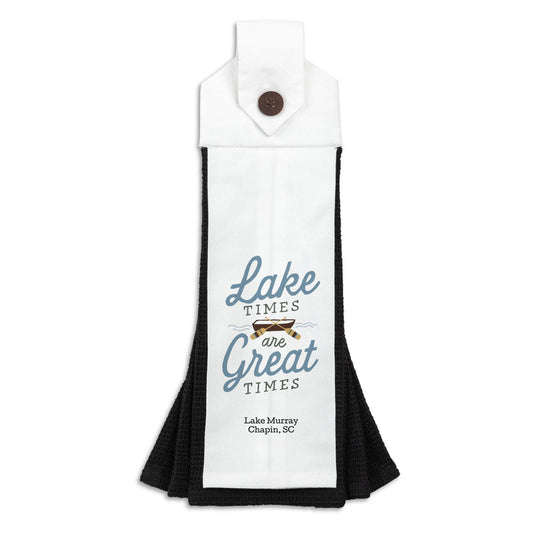 Lake Murray - Lake Times Button Loop Tea Towel - Black